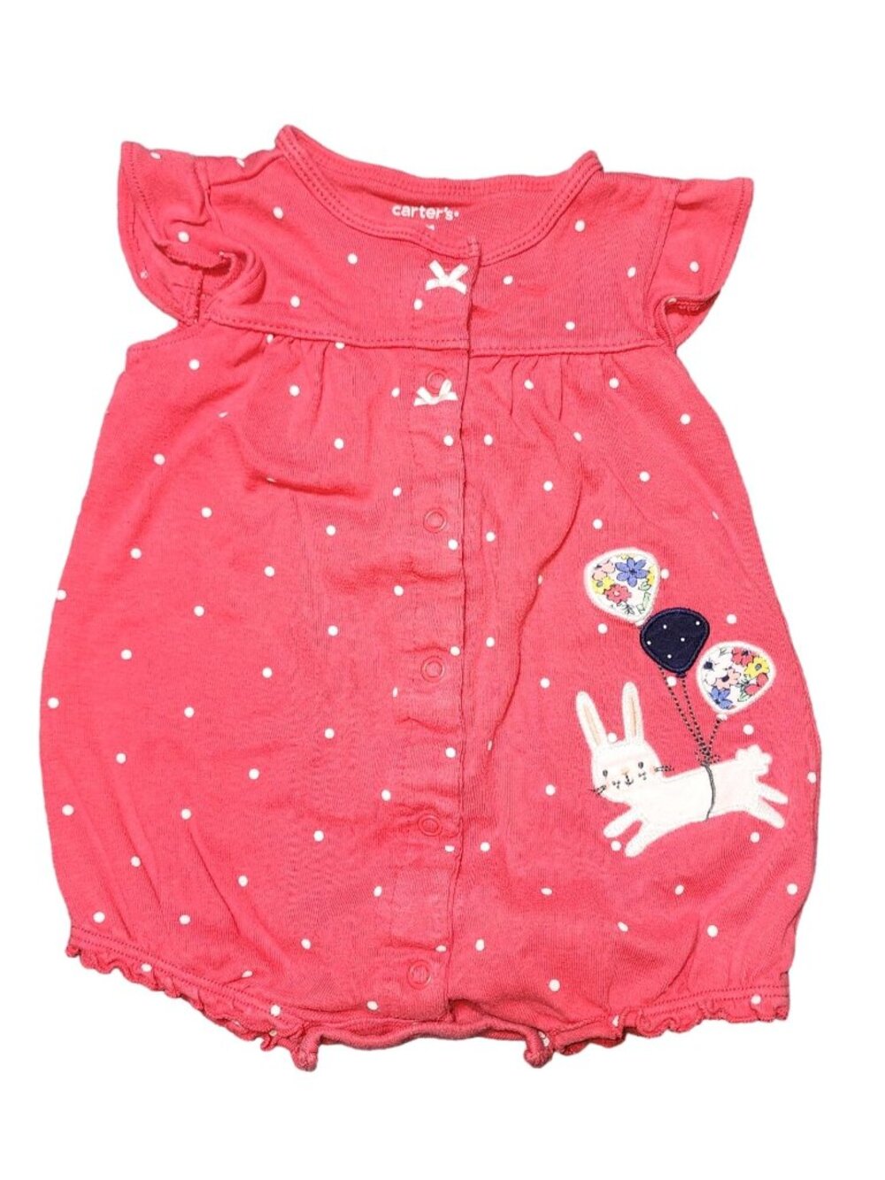 Baby Girls Carter's Polka Dot Rabbit Balloon Pink Romper Outfit 6 Months